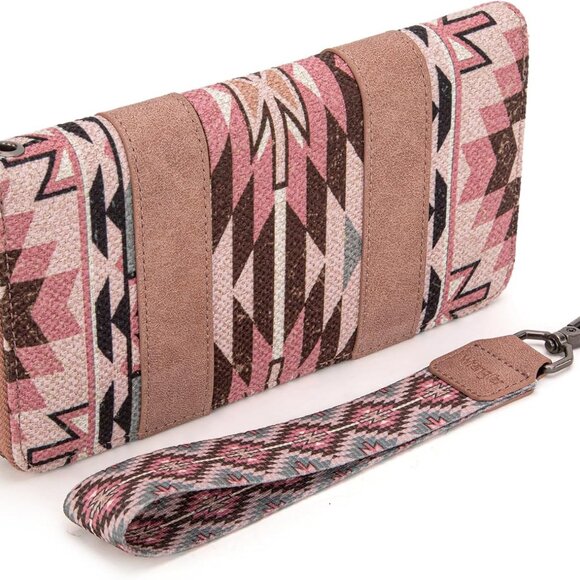 Aztec Boho Cotton Canvas Zipper Wallet Wristlet Purse for Women - Picture 4 of 6